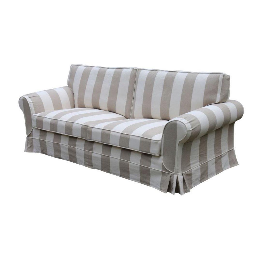 Isla Feather Filled 3 Seater Sofa Striped Natural image 0